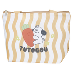 Lunch Bag mit Hund-Design, welliges Streifenmuster (Gelb/Weiß)