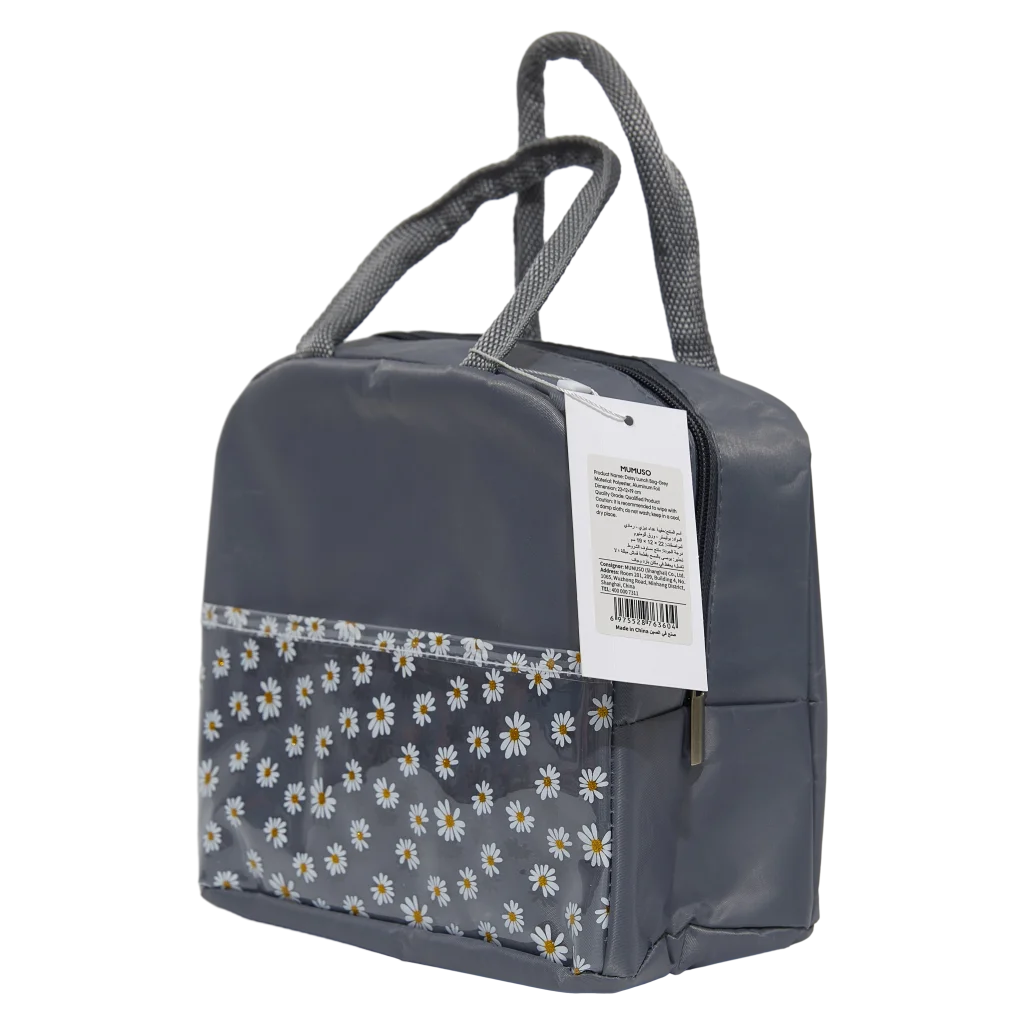 Lunch Bag isolierend aus Polyester mit Blumen-Design (Grau)