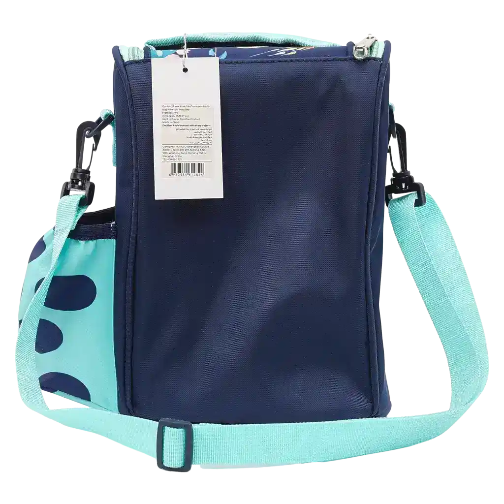 Isolierte Lunch Bag aus Köper-Verbundstoff mit Dinosaurier-Design (Blau/Mint)