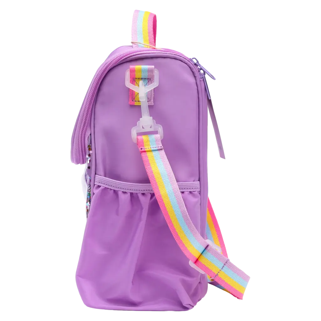 Lunchbag aus Köperstoff mit Einhorn-Design, tragbar (Lila)