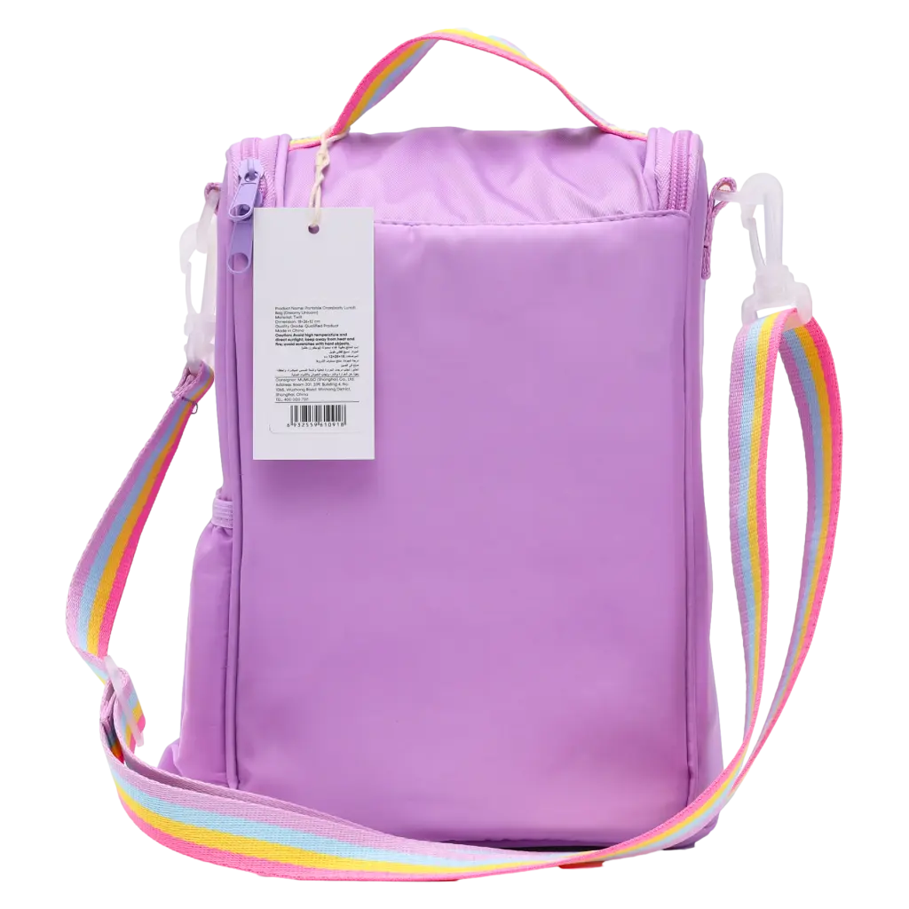 Lunchbag aus Köperstoff mit Einhorn-Design, tragbar (Lila)
