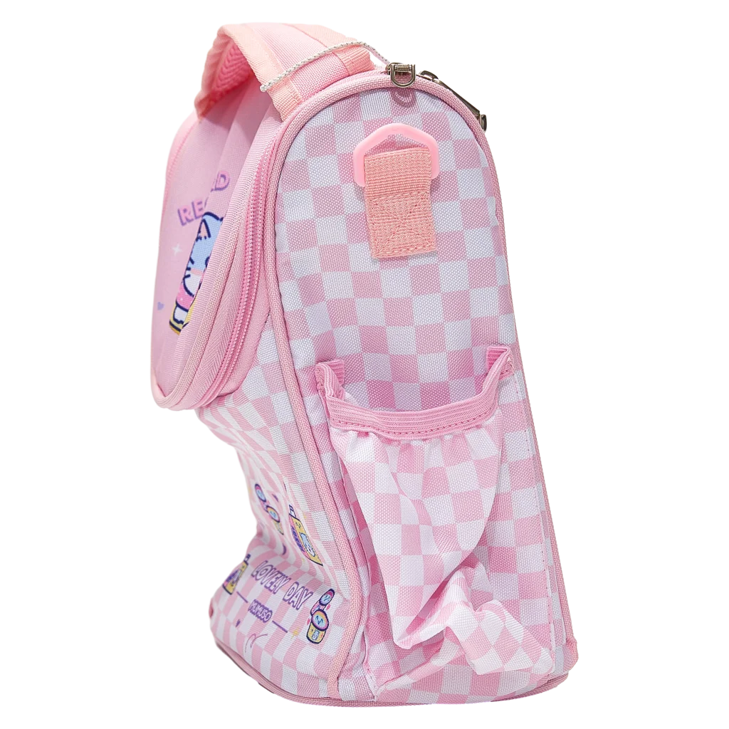 Lunchbag aus Polyester-Baumwolle mit Katzen-Design (Rosa)