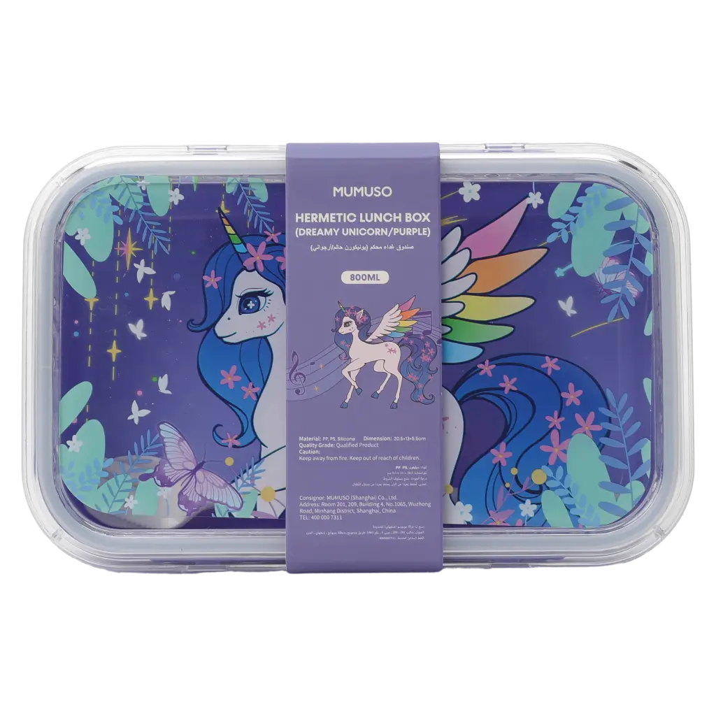 Lunchbox aus Kunststoff mit Einhorn-Design, 800 ml (Lila)