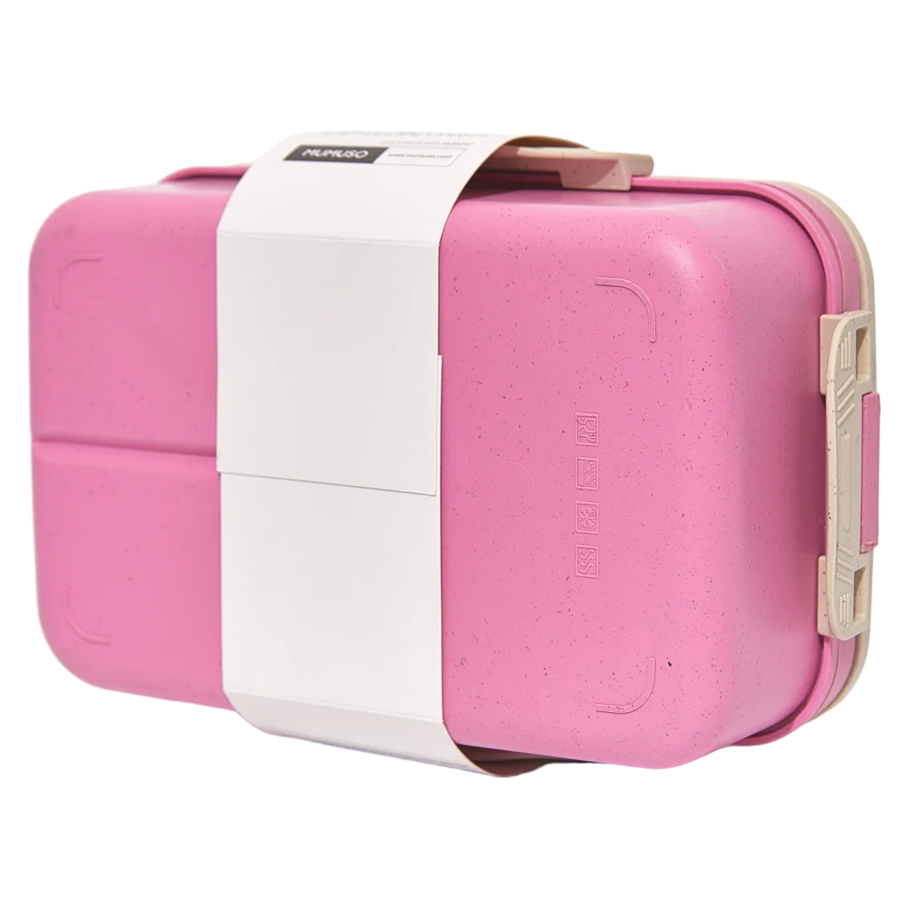 Lunchbox aus Weizenfaser und PP, tragbar mit Trennwänden (Rosa)