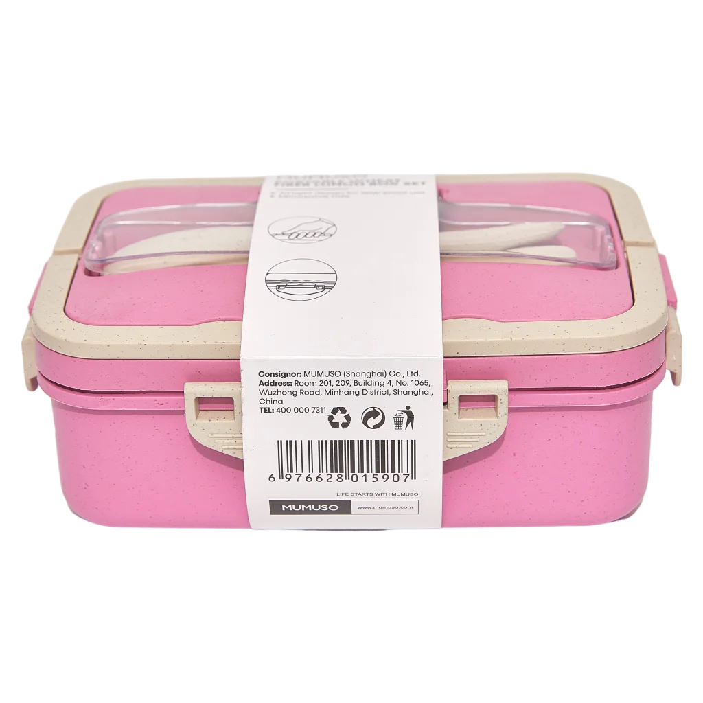 Lunchbox aus Weizenfaser und PP, tragbar mit Trennwänden (Rosa)