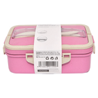 Lunchbox aus Weizenfaser und PP, tragbar mit Trennwänden (Rosa)