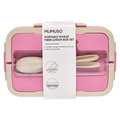Lunchbox aus Weizenfaser und PP, tragbar mit Trennwänden (Rosa)
