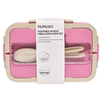 Lunchbox aus Weizenfaser und PP, tragbar mit Trennwänden (Rosa)