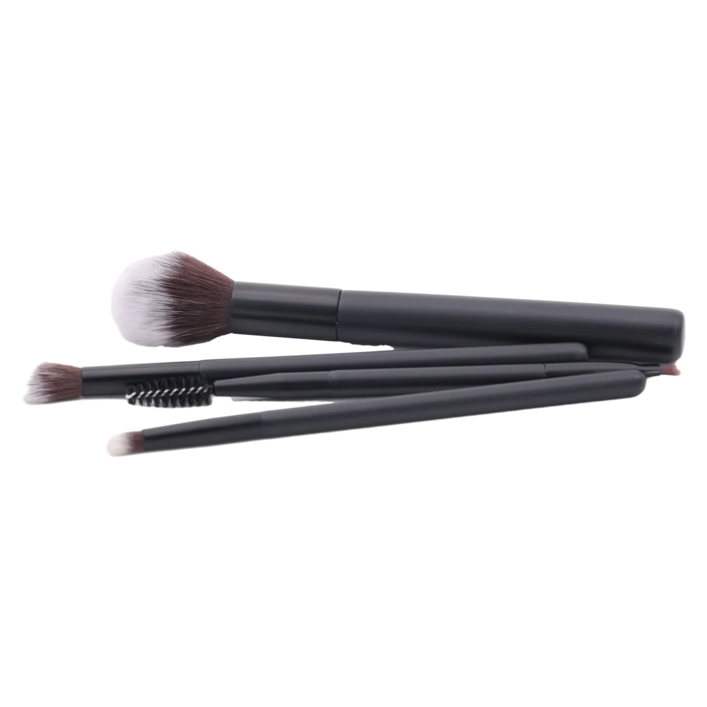 4-teiliges Make-up-Pinselset mit weichen Borsten (Schwarz)