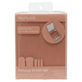 5-teiliges Make-up-Pinselset mit integriertem Spiegel, tragbar (Natur)