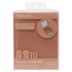 5-teiliges Make-up-Pinselset mit integriertem Spiegel, tragbar (Natur)