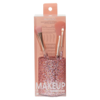Make-up-Pinselset mit Halter, Mehrteilig (Rosé Glitzer)