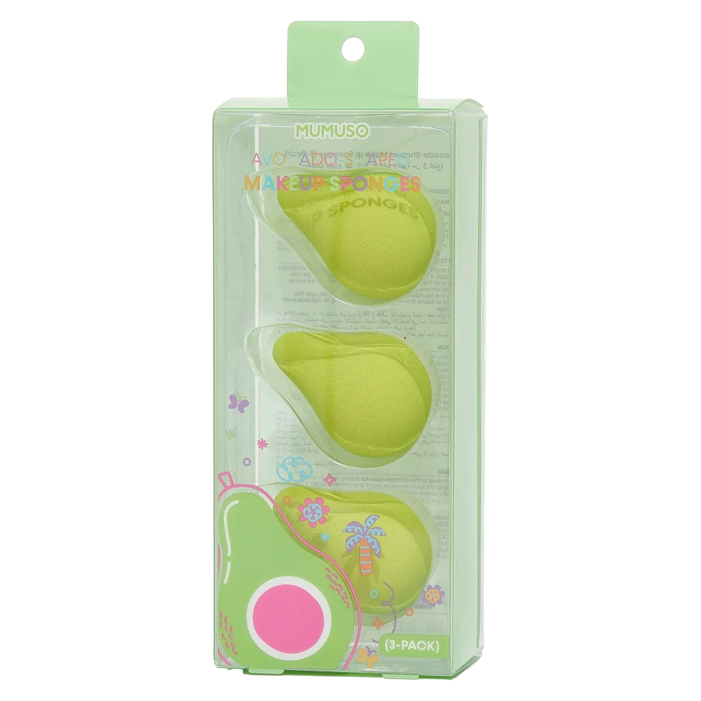3er-Pack Make-up-Schwämme aus Polyurethan mit Avocado-Design (Grün)