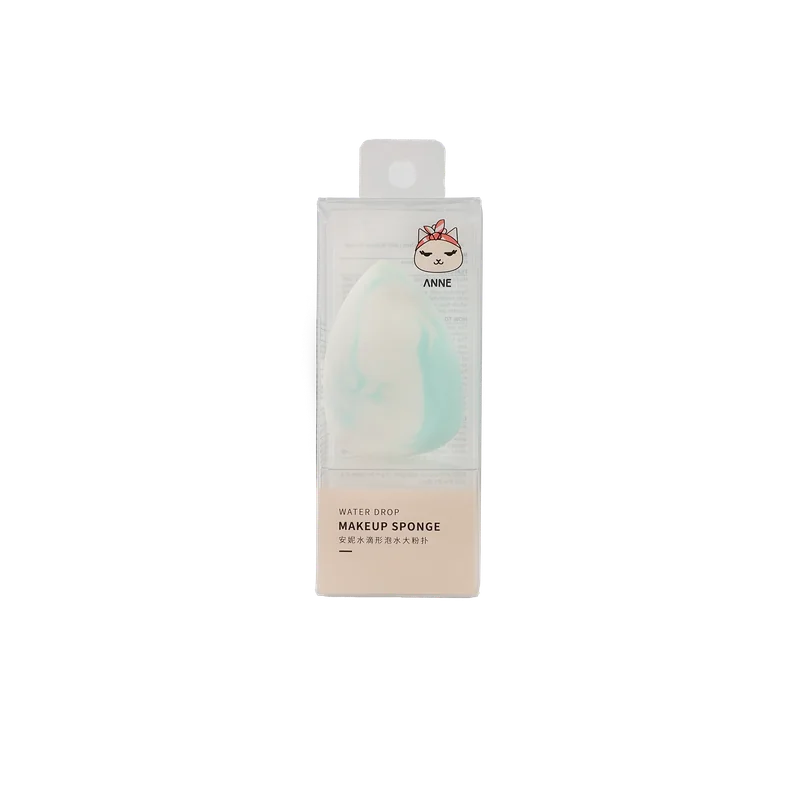 Make-up Schwamm aus hydrophilem Polyurethan in Tropfenform (Rosa/Grün)