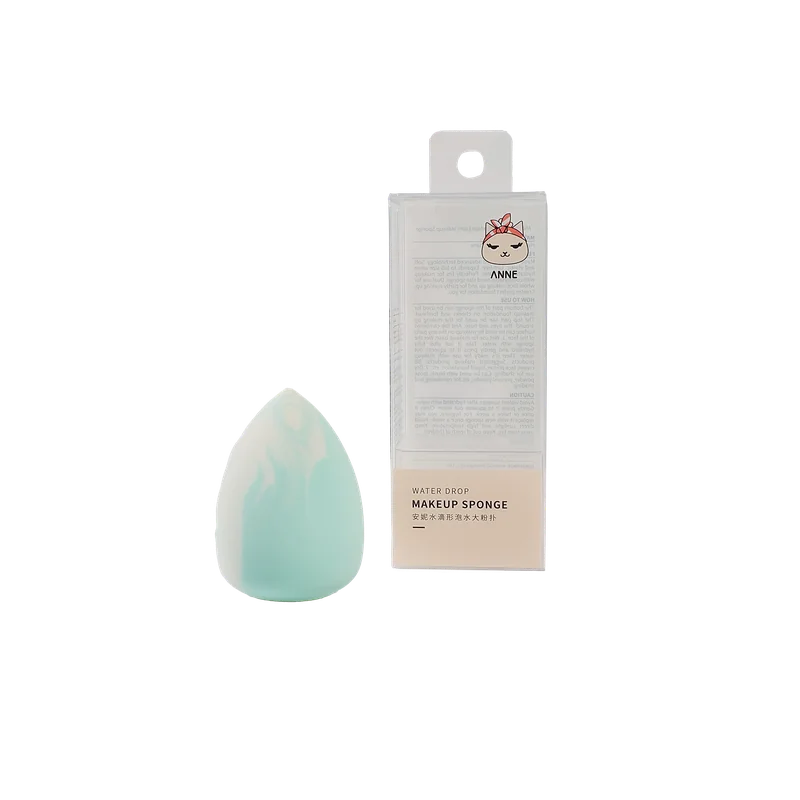 Make-up Schwamm aus hydrophilem Polyurethan in Tropfenform (Rosa/Grün)