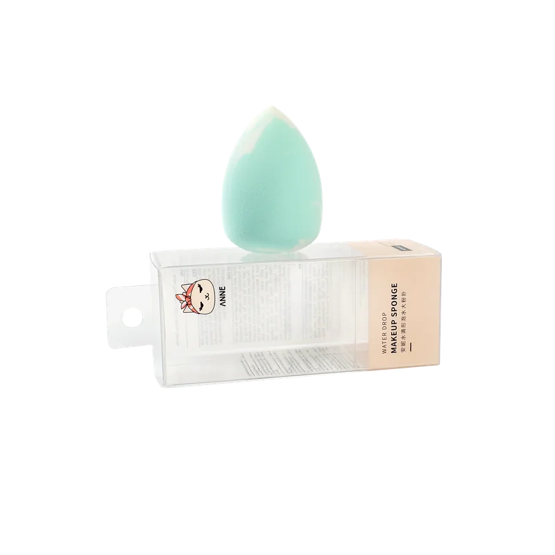 Make-up Schwamm aus hydrophilem Polyurethan in Tropfenform (Rosa/Grün)