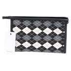 Make-up-Tasche aus Kunstleder mit Rautenmuster-Design (Schwarz/Weiß/Grau)