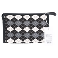 Make-up-Tasche aus Kunstleder mit Rautenmuster-Design (Schwarz/Weiß/Grau)