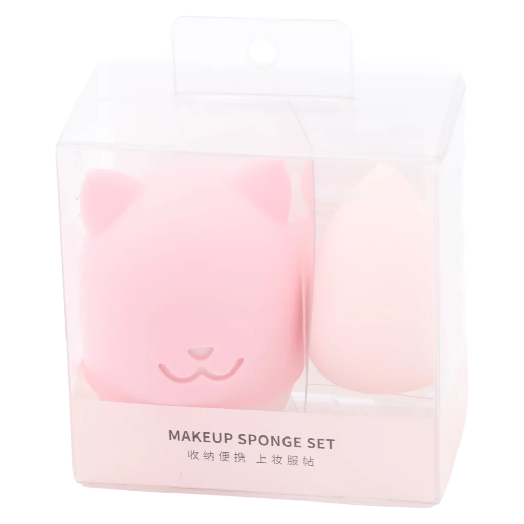 2-teiliges Make-up Schwämmchen-Set aus Silikon/Polyurethan (Rosa)