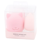 2-teiliges Make-up Schwämmchen-Set aus Silikon/Polyurethan (Rosa)
