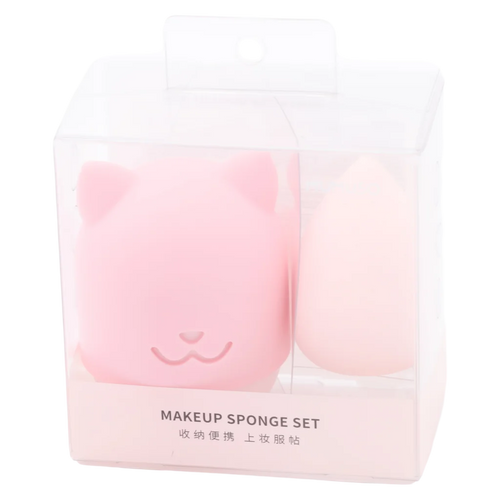 2-teiliges Make-up Schwämmchen-Set aus Silikon/Polyurethan (Rosa)