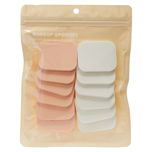 12-teiliges Make-up Schwammset aus SBR für Foundation (Rosa/Weiß)