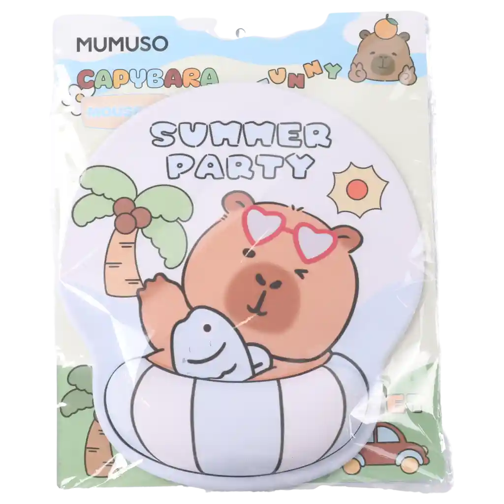 Ergonomisches Mauspad aus Silicongummi und Stoff mit Capybara-Design und Handgelenkauflage (Mehrfarbig)