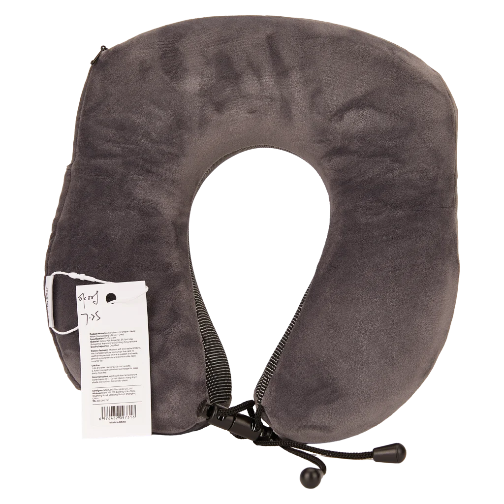 Memory Foam Nackenkissen U-Form mit ergonomischem Hump-Design (Schwarz/Grau)