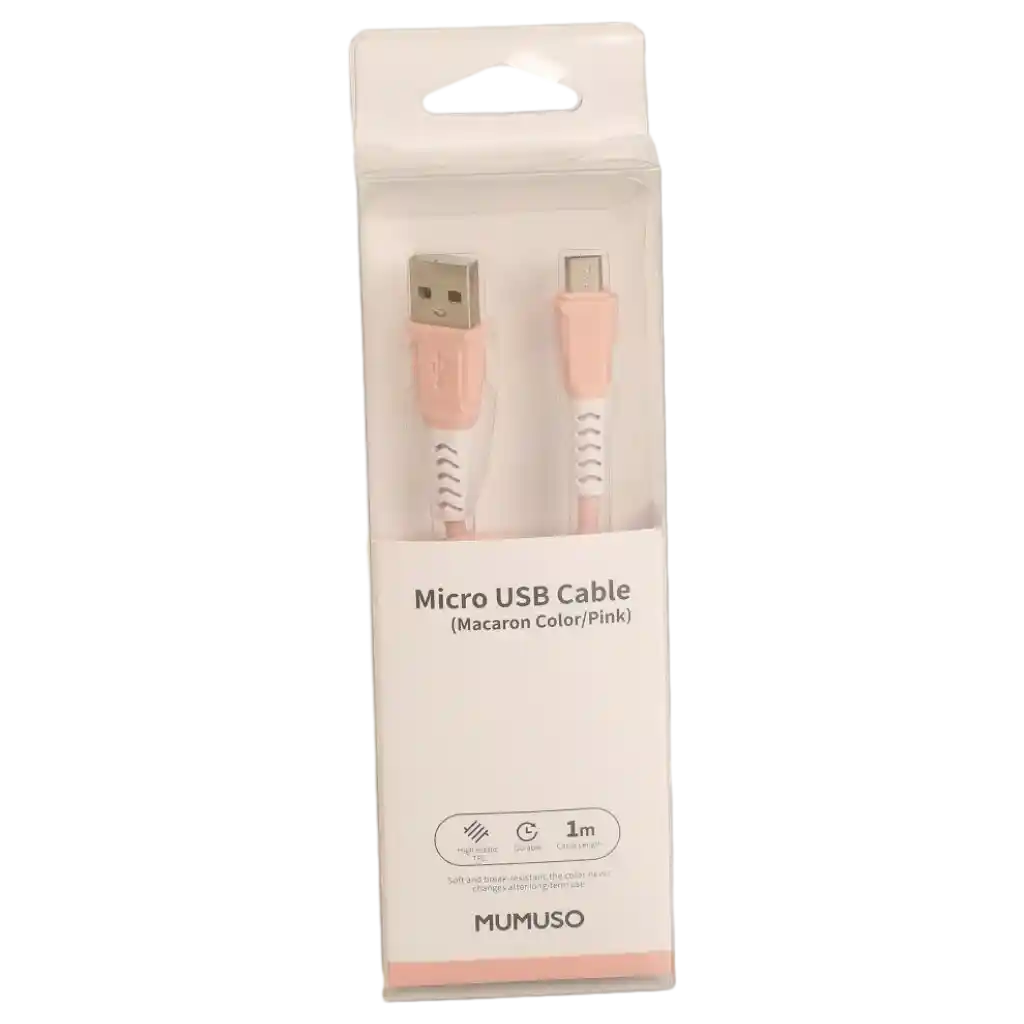 Micro-USB-Kabel aus TPE, 1 m (Rosa) für Android-Geräte