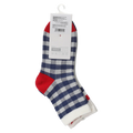 Mini-Crew-Socken für Kinder, Baumwolle, Streifen- und Karo-Design (Weiß/Rot/Dunkelblau)