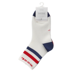 Mini-Crew-Socken für Kinder, Baumwolle, Streifen- und Karo-Design (Weiß/Rot/Dunkelblau)