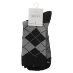 Mini-Crew Herrensocken mit Rauten-Design aus Baumwolle (Schwarz/Grau)