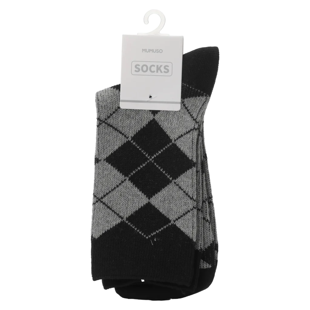 Mini-Crew Herrensocken mit Rauten-Design aus Baumwolle (Schwarz/Grau)