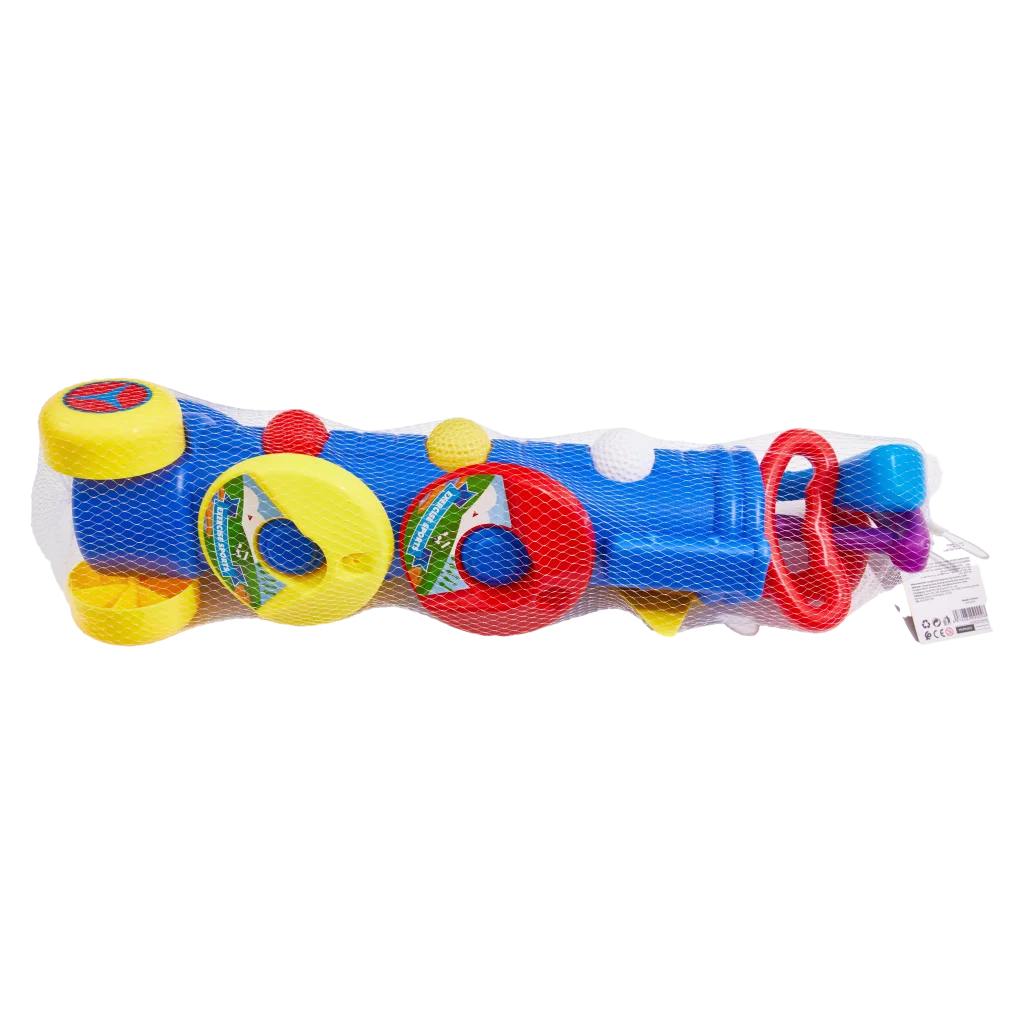 Mini-Golfset für Kinder aus Kunststoff, leichtes Komplettset (Blau/Rot/Gelb/Lila)
