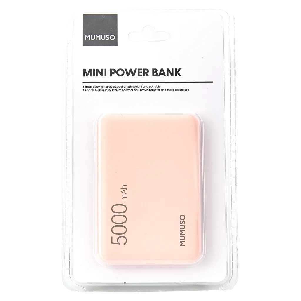 Mini Powerbank, 5000 mAh, ABS+PC, tragbarer externer Akku (Rosa)