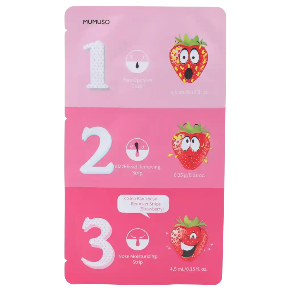 3-Step Nasenstrips zur Mitesserentfernung mit Erdbeer-Print (Rosa)