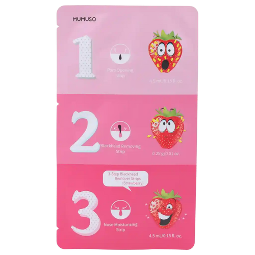 3-Step Nasenstrips zur Mitesserentfernung mit Erdbeer-Print (Rosa)