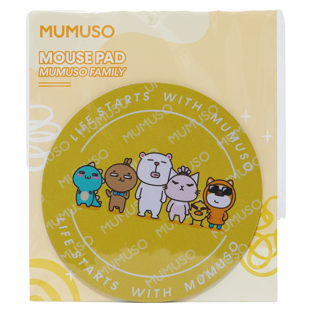 Mousepad aus Polyestergewebe mit MUMUSO Family-Design (Gelb)