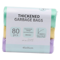 3er-Pack PE-Müllbeutel, 80 Stück, 45×55 cm (Grün/Gelb/Lila)