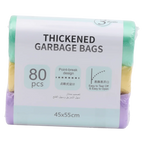 3er-Pack PE-Müllbeutel, 80 Stück, 45×55 cm (Grün/Gelb/Lila)