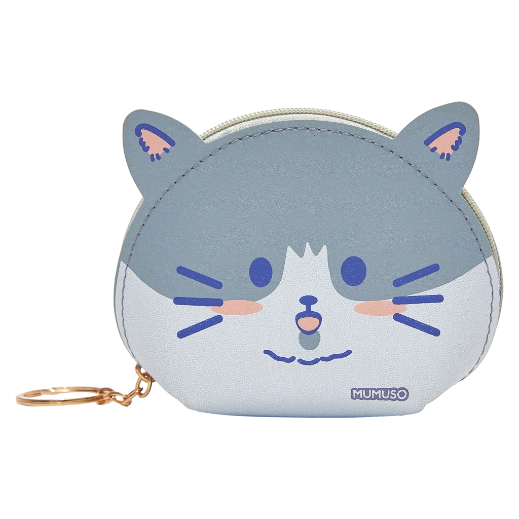 Münzportemonnaie mit Katzen-Design, kompaktes Format (Grau)