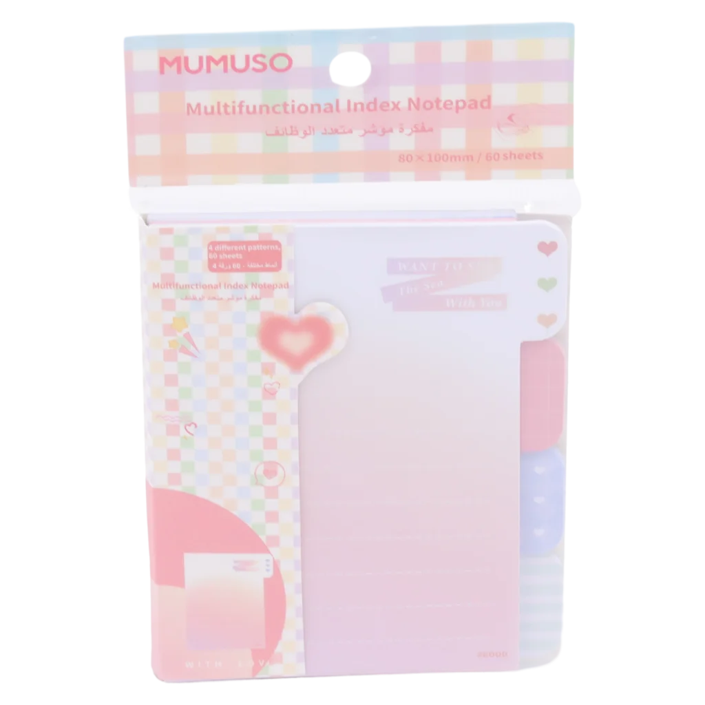 Multifunktionaler Notizblock mit Registertabs, 80 x 100 mm (Rosa/Blau/Grün/Lila)