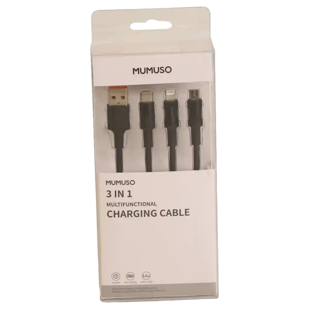 3-in-1 Ladekabel für verschiedene Geräte (Schwarz)