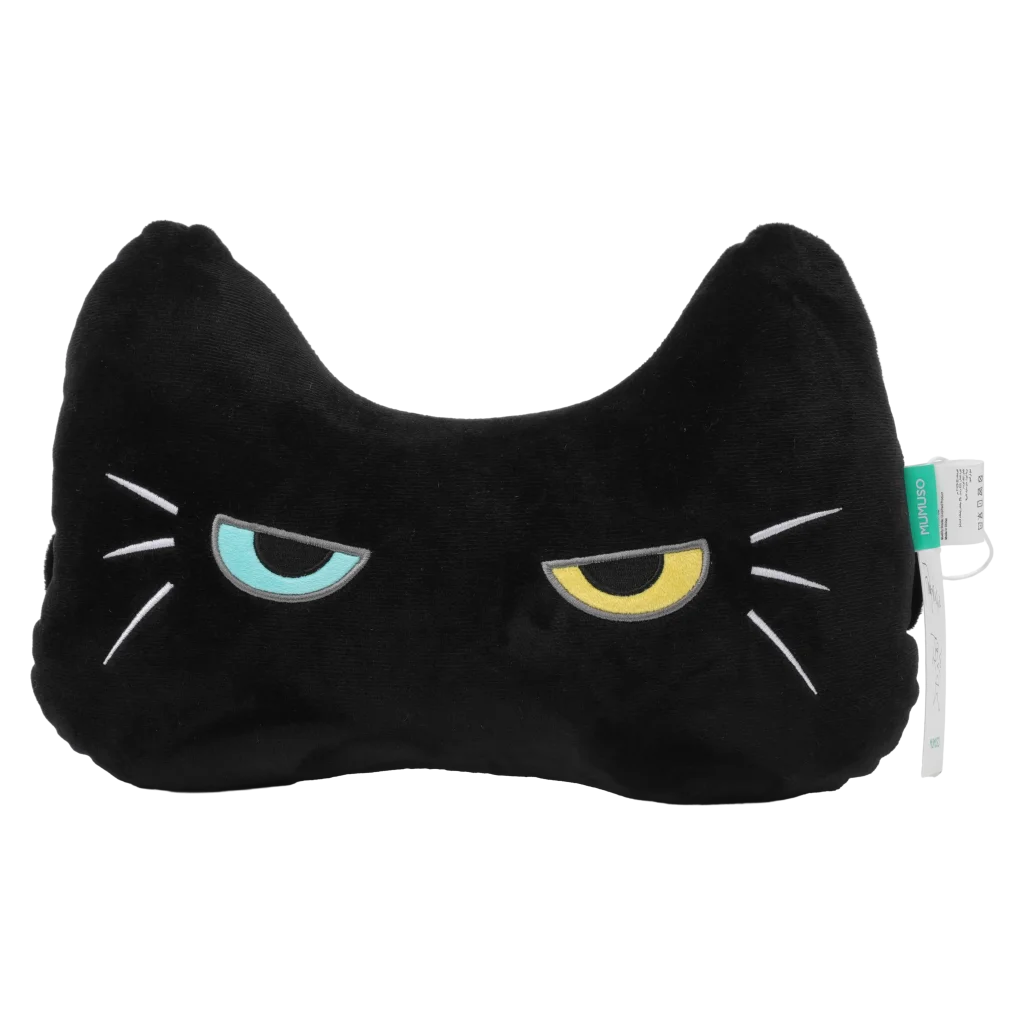 Nackenkissen in Knochenform mit Katzen-Design, 180 g (Schwarz)