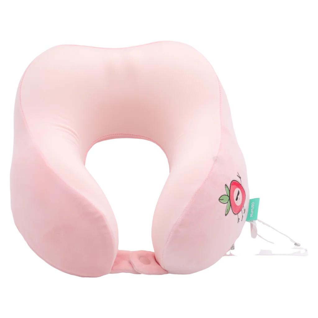 U-förmiges Nackenkissen aus Memory Foam mit Erdbeer-Design (Rosa)