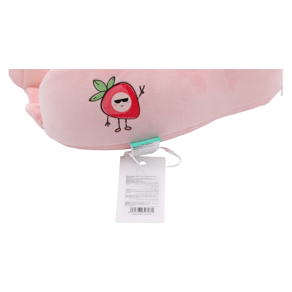 U-förmiges Nackenkissen aus Memory Foam mit Erdbeer-Design (Rosa)