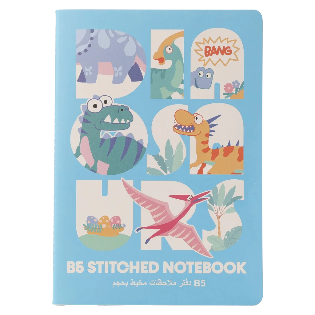 B5 Notizbuch mit Dinosaurier-Design (Blau)