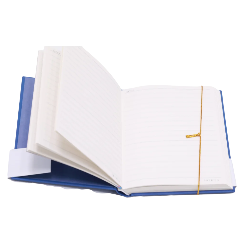 Hardcover-Notizbuch mit Blumen-Print, farbige Seiten (Blau)