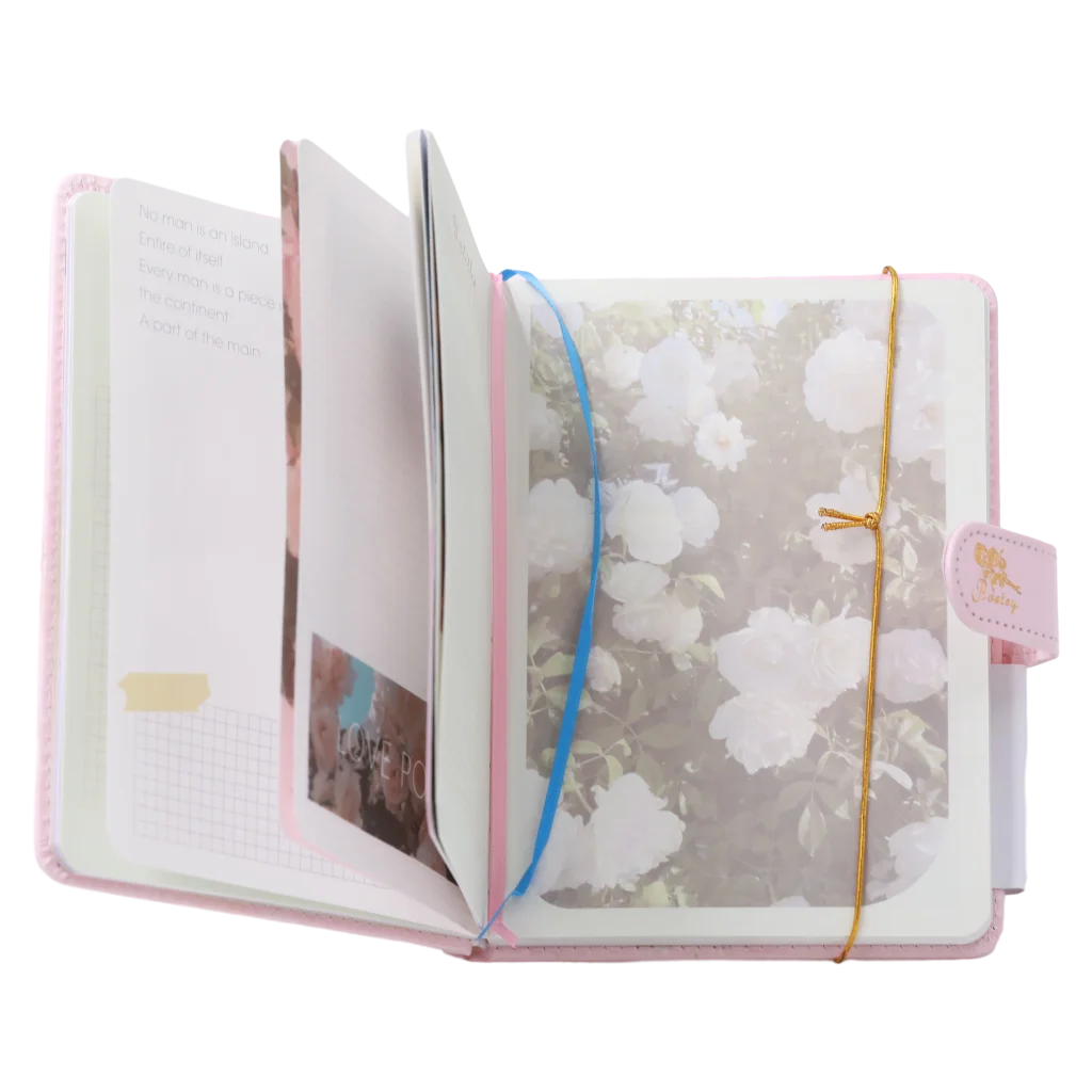 Notizbuch mit Magnetverschluss und Blumen-Design (Rosa)
