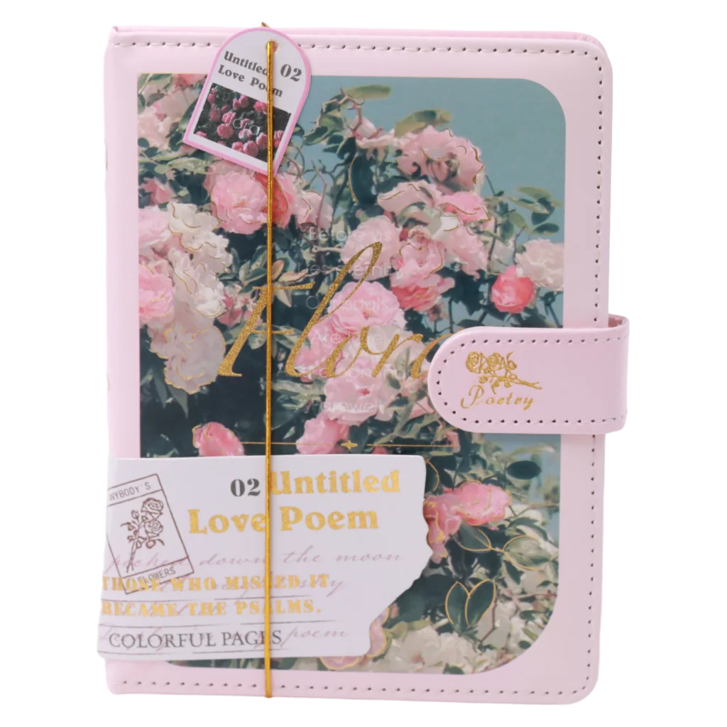 Notizbuch mit Magnetverschluss und Blumen-Design (Rosa)